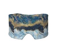 Pintura abstracta dorada con brillo y mármol azul,Máscara para ojos con bloqueo de luz y protección ocular completa para dormir, orejeras y ojos.
