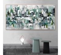 Pintura abstracta en lienzo, arte mural contemporáneo, póster e impresión para sala de estar, dormitorio, oficina, decoración del hogar (70 x 140 cm)