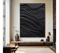 Pintura abstracta en lienzo con textura negra, impresión artística minimalista moderna de lujo para sala de estar, decoración del hogar, mural de 70 x 100 cm sin marco