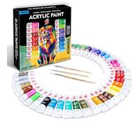 Pintura Acrílica 36 Colores para Niños y Adultos - Set de 12ml con 3 Pinceles, No Tóxica, Impermeable, Permanente - Kit de Manualidades sobre Lienzo, Madera, Vidrio, Piedra - Regalo Creativo
