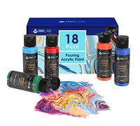 Pintura Acrílica para Pouring Paint 18 Colores Kit de Pinturas Acrílicas Fluida para Lienzo Madera Piedra Vidrio Manualidades,60ml/Botella