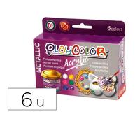 Pintura Acrilica Playcolor Acrylic Metallic 40 Ml Caja De 6 Unidades Colores Surtidos