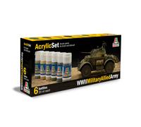 Pintura Acrílico Color - Acrylic Colors Paint Set WWII Military Allied Italeri