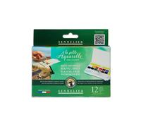 Pintura acuarela - SENNELIER - La pequeña acuarela - Caja de 12 medios godets - Pincel incluido - Paleta rica