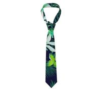 Pintura Acuarela tropical de flores exóticas Hojas de palmera de la jungla Hoja floral Verano Corbata para hombre - 3.1 pulgadas de ancho, 57 pulgadas de largo Corbata de poliéster, corbata formal