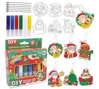Pintura adhesiva de cristal para niños, 6 unidades DIY Crystal Art Llaveros de Navidad DIY Crystal Pendant, juego de manualidades para niños, colores de cristal, manualidades, decoración de Navidad