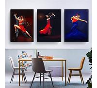 Pintura al óleo abstracta Carteles de baile Vintage Tango Decoración del hogar Arte de la pared Cuadros Mujeres encantadoras Fiesta Bailarina Arte 70x95cm (28x37in) x3 Con marco