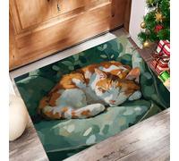 Pintura Al Óleo Abstracta Felpudo Antideslizante - 60 x 90 cmAnimales Durmiendo: Gatos Trampa de Tierra Felpudo Exterior e Interior para Entrada Limpia - Fácil de Cuidar - Azul Verdoso