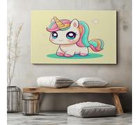 Pintura al óleo amarillo jengibre cartel lienzo arte mural pintura, lienzo unicornio animal de dibujos animados para decoración de sala de estar, decoración del hogar, 70 x 50 cm (L x W) sin marco