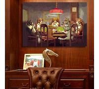 Pintura al óleo Arte de la pared Impresiones en lienzo Perros jugando al póker Cuadros de pared de animales para la sala de estar Decoración del hogar Póster e impresión Marco de 16 "x 24" (40x60cm)