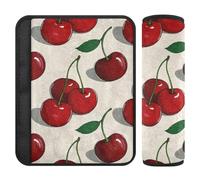 Pintura al óleo con cereza roja, paquete de 2 fundas para cinturón de seguridad que libera el estrés en tu cuello y hombros para mochila, accesorios para carro