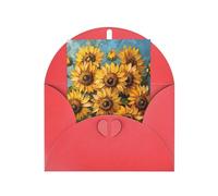 Pintura al óleo con estampado de girasol, adorables tarjetas y sobres en blanco, diseños únicos perfectos para festivales, invitaciones