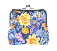 Pintura al óleo con girasoles retro amarillos para mujeres y hombres, monederos de cuero, mini bolsa de maquillaje única para hombres y mujeres de viaje