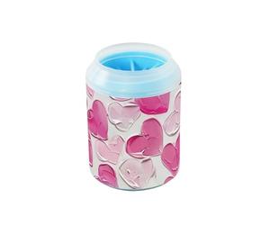 Pintura al óleo con rosa Valentine Love reutilizable para pies de mascotas con cepillo de masaje suave, suministros de aseo para perros y gatos pequeños y medianos