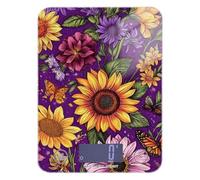 Pintura al óleo de girasoles amarillos retro, báscula de cocina, 5 kg/5 g, escala de 4 unidades para pérdida de peso, cocinar, freír (pilas no incluidas)