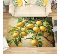 Pintura Al óLeo de LimóN Amarillo Alfombra Habitación Infantil 140x200 cm - Amarillo Suave Antideslizante y Lavable Alfombra de Franela para Salón, Sala de Juegos, Entrada Decoración del Hogar