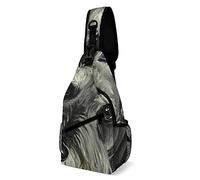 Pintura al óleo de Schnauzer Dog Sling Bag Crossbody Mochila Travel Chest Daypack
