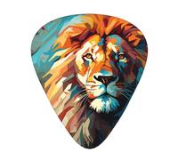 Pintura al óleo de un león púas de guitarra en tamaños finos, medianos y gruesos, juego de 12 piezas, adecuado para guitarra eléctrica y varios instrumentos