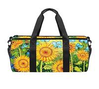 Pintura al óleo girasoles florales bolsa de gimnasio fitness entrenamiento bolsa de viaje bolsa de mano bolsa de equipo para mujeres hombres, multicolor, 17.7x9x9 inches