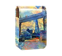Pintura al óleo Londres Bridge - Estuche portátil para pintalabios, mini caja de almacenamiento para pintalabios con espejo para mujer, Varios colores, 9.5x2x7 cm/3.7x0.8x2.7 in