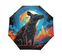 Pintura Al Óleo Oso Canguro Paraguas Plegable Automático Paraguas de Viaje Mujer Niño Niña Protección UV Resistencia Viento Impermeable