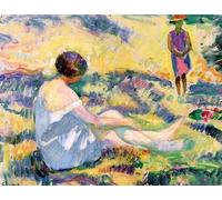 Pintura al óleo para adultos, principiantes, Henri Lebasque, niñas en un paisaje, pintura por números, con pinceles y pigmento acrílico sobre lienzo