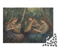 Pintura al óleo Pastoral Abstracta Beautiful Mujer Playing Harp and Lute in The Bosque 1000pcs (75x50cm) Puzzle Adecuado para Adultos Y Multitud Mayores De 14 Años
