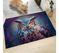 Pintura Al Óleo Psicodélica Felpudo Antideslizante - 90 x 150 cmBúho Salpicado Tinta Trampa de Tierra Felpudo Exterior e Interior para Entrada Limpia - Fácil de Cuidar - Vistoso