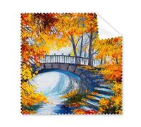 Pintura al Óleo Puente del Árbol del Río Amarillo Hojas Otoño Paisaje Ilustración Patrón Gafas Ropa Limpieza de la Pantalla del teléfono Limpiador 5pcs