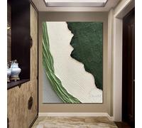 Pintura al óleo verde abstracta texturizada sobre lienzo carteles arte de pared verde moderno arte de lienzo contemporáneo grande decoración de la pared del hogar 50x70cm (20x28in) sin marco