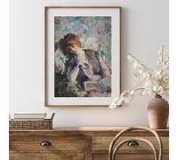 Pintura al óleo vintage de una mujer leyendo en un interior, pósteres de lienzo, retratos de mujeres antiguas, impresiones rústicas, decoración de pared campestre (30 x 40 cm/sin marco)