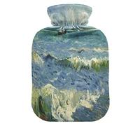 Pintura artística de Van Gogh Botella de agua caliente con cubierta suave y cálida para cama de invierno, cuello y hombros, 1 L