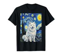 Pintura artística impresionista del Cielo Estrellado del Perro Samoyedo Camiseta
