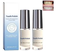 Pintura blanqueadora dental, pulidor blanqueador dental natural, blanquea y pule los dientes en minutos, para dientes blancos y brillantes, fórmula suave, portátil y fácil de usar (2 Piezas)