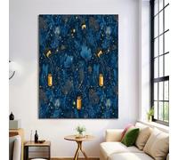 Pintura Bosque De Luciérnagas De Gran Tamaño Con Índigo Sobre Lienzo, Arte De Pared Plantas De Fantasía, Decoración De Pared Moderna Para Salón Despacho Dormitorio, 30X40Cm, Sin Marco