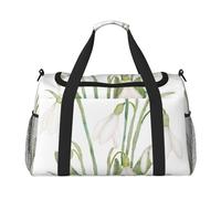 Pintura botánica en Acuarela de Flor de Campanilla Blanca,Bolsas Deportivas, Bolsos de Viaje Deportivos Cruzados de Mano, Bolsas de Viaje de Gran Capacidad para Mujeres y Hombres.