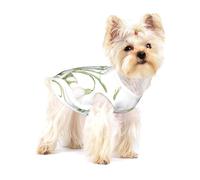 Pintura botánica en Acuarela de Flor de Campanilla Blanca,Camiseta de algodón sin Mangas para Mascotas, Chaleco Transpirable, Suave y elástico para Cachorros,L