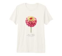 Pintura Botánica Flor Zinnia Roja y Rosa Camiseta Premium