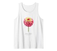 Pintura Botánica Flor Zinnia Roja y Rosa Camiseta sin Mangas