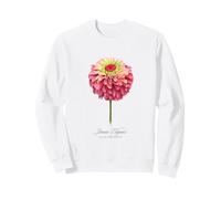 Pintura Botánica Flor Zinnia Roja y Rosa Sudadera