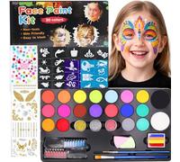 Pintura Cara Niños,27 Colores Pintacaras Infantil con 36 Plantillas 2 Pinceles,No Tóxico,Lavable,para Halloween Fiestas Cosplay Semana Santa