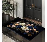 Pintura Clásica Al Óleo Felpudo Antideslizante - 40 x 60 cmRamo Floral Oscuro Trampa de Tierra Felpudo Exterior e Interior para Entrada Limpia - Fácil de Cuidar - Verde Oscuro