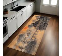 Pintura con Tinta Alfombra de Cocina Arquitectura del Paisaje 50 x 140 cm Antideslizante Alfombrilla Rectangular de Microfibra de Diseño Moderno