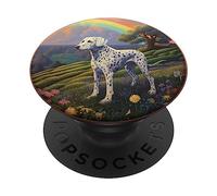 Pintura conmemorativa de perro colorido con puente arcoíris dálmata PopSockets PopGrip Intercambiable