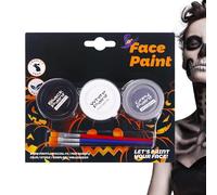 Pintura corporal para adultos, herramientas de pintura facial solubles en agua, pintura facial de cosplay de 3 colores, para cosplay, disfraces, eventos deportivos, niños, adultos, esqueleto de