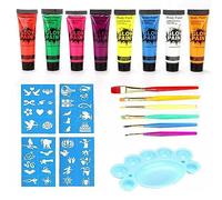 Pintura Corporal Set De 8 Colores,Pintura Facial Fluorescente,Pintura Fluorescente En La Oscuridad,Pintura Fluorescente Corporal Y Facial,Pintura Fluorescente De Neón Para Fiesta,Halloween,Carnaval