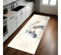 Pintura De Acuarela Alfombra Cocina 60 x 180 cm Animal Caballo Antideslizante y Lavable, Impermeable, Resistente, Fácil de Limpiar y Antimanchas