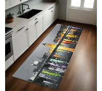 Pintura De Acuarela Alfombra de Cocina 50 x 80 cm Big Ben, un Edificio de la Ciudad Antideslizante y Lavable, Camino Multiusos Resistente al Desgaste, Antimanchas, Ideal para Bajo Fregadero y Fogones