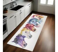 Pintura De Acuarela Alfombras y Tapetes de Cocina Animal Caballo 50 x 140 cm Antideslizantes y Lavables para Cocina, Pasillo, Salón y Dormitorio