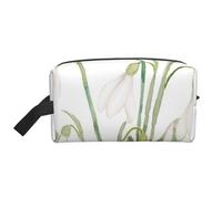 Pintura De Acuarela Botánica De Flor De Campanilla Blanca, Bolsa de Maquillaje Bolsa de cosméticos Bolsa de artículos de tocador de Viaje portátil Organizador de Bolsa de Maquillaje